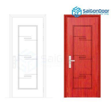 Cửa phòng ngủ được làm bằng cửa thép vân gỗ mang lại tính an toàn cao
